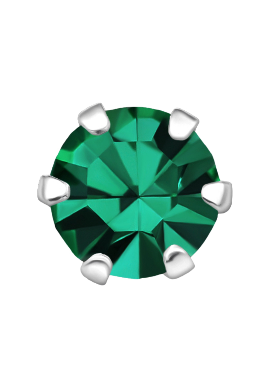 Puces d'Oreilles Rondes 5 mm en Argent avec Cristaux