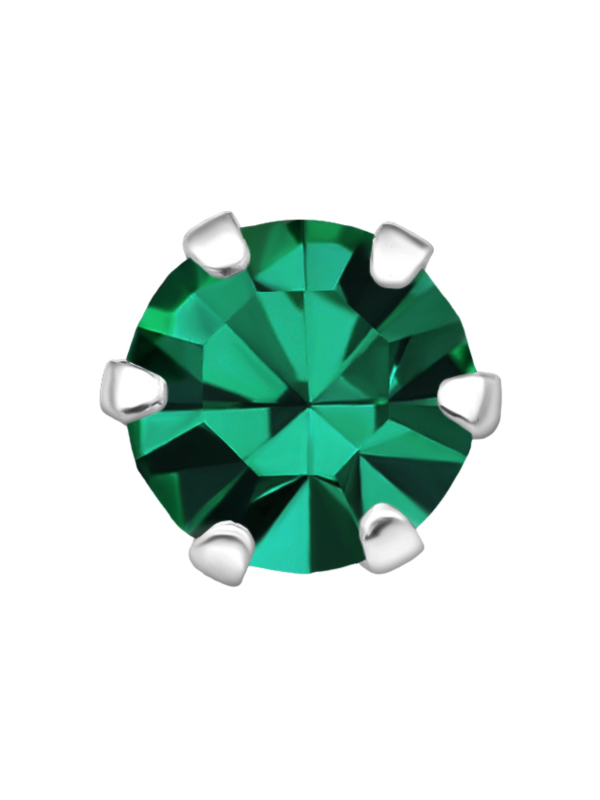 Pendientes de Botón Redondos de Plata de 5 mm con Cristales