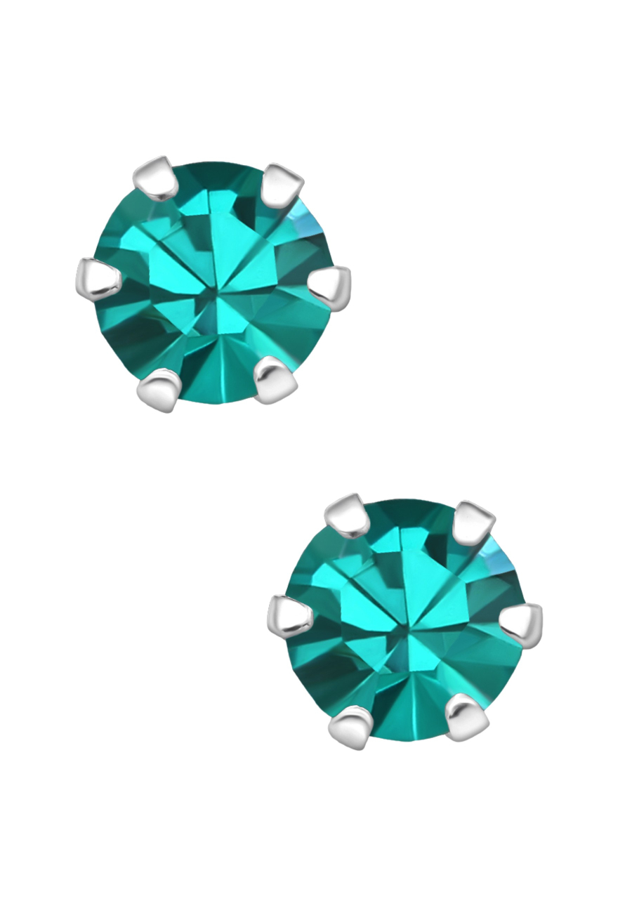 Puces d'Oreilles Rondes 5 mm en Argent avec Cristaux