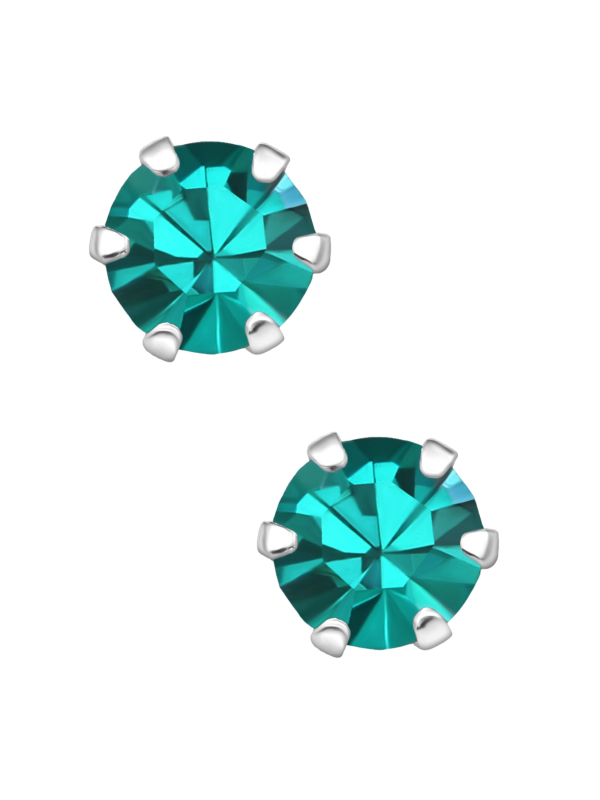 Silver Round 5mm Ear Studs with Crystals