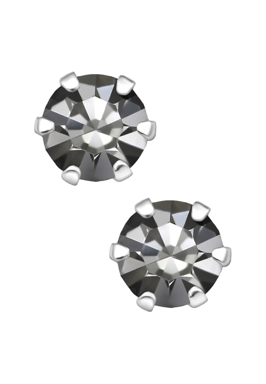 Puces d'Oreilles Rondes 5 mm en Argent avec Cristaux