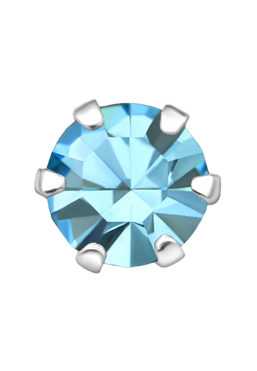 Puces d'Oreilles Rondes 5 mm en Argent avec Cristaux