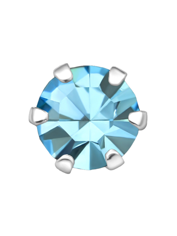 Puces d'Oreilles Rondes 5 mm en Argent avec Cristaux