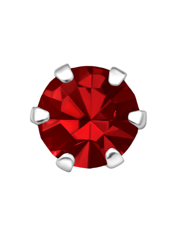 Puces d'Oreilles Rondes 5 mm en Argent avec Cristaux