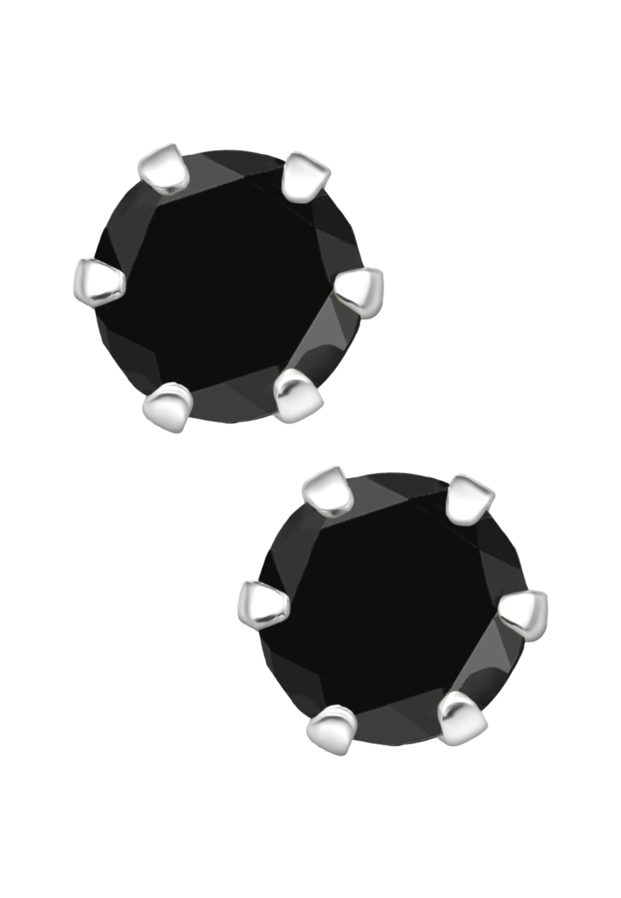 Silberne Runde 5 mm Ohrstecker mit Kristallen