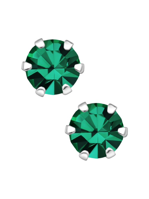 Pendientes de Botón Redondos de Plata de 5 mm con Cristales