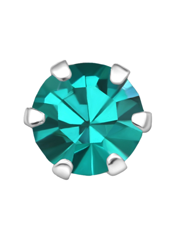 Puces d'Oreilles Rondes 5 mm en Argent avec Cristaux