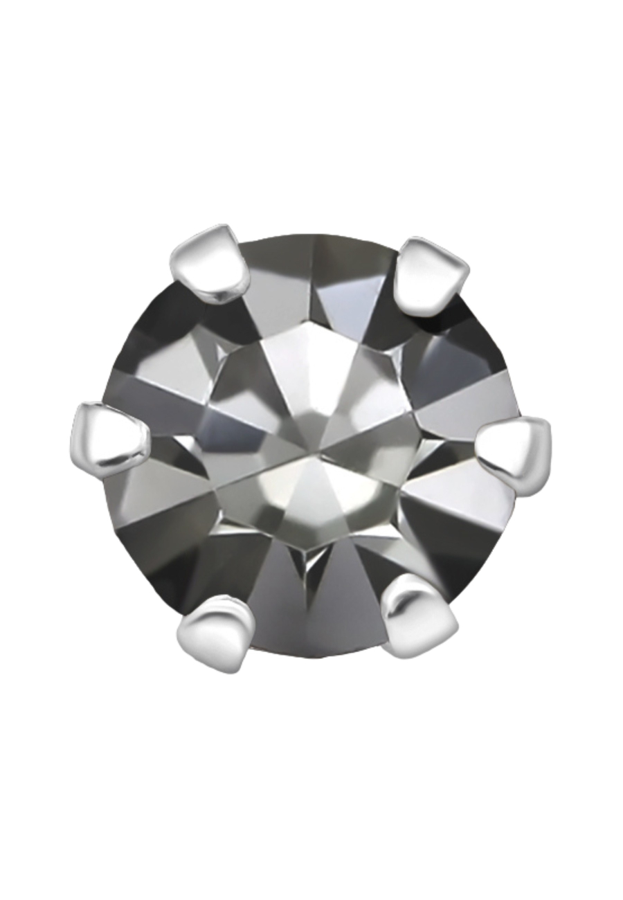 Silberne Runde 5 mm Ohrstecker mit Kristallen