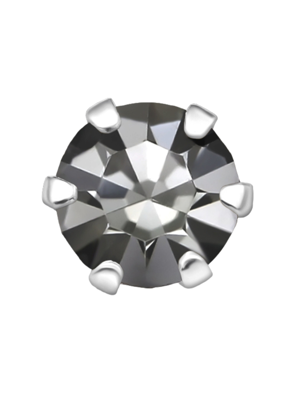 Silver Round 5mm Ear Studs with Crystals