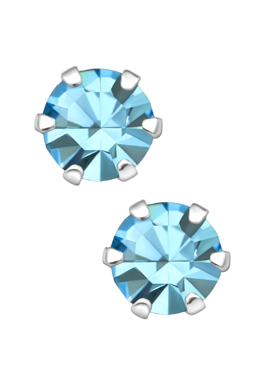 Puces d'Oreilles Rondes 5 mm en Argent avec Cristaux