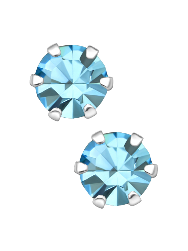 Silver Round 5mm Ear Studs with Crystals