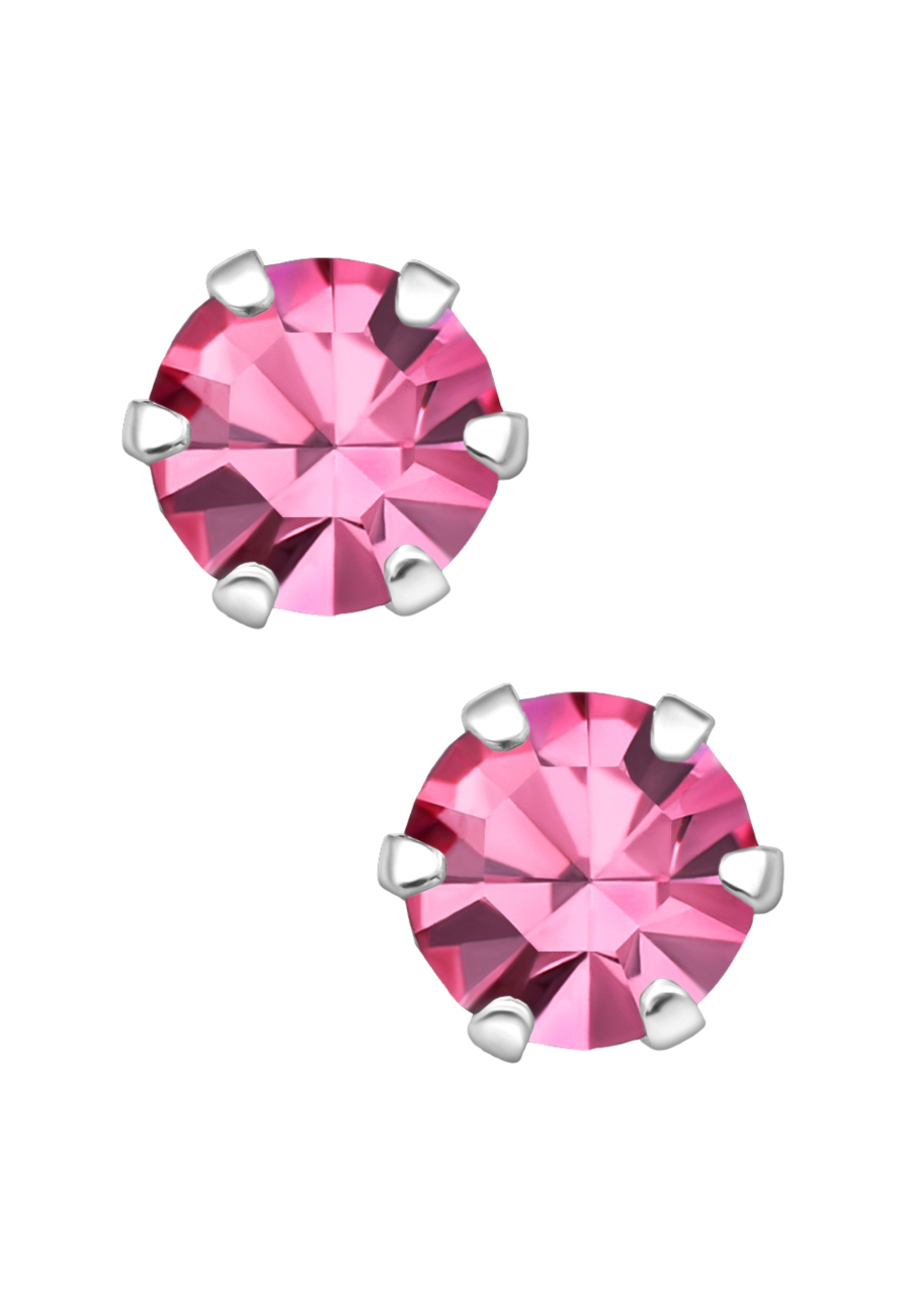 Puces d'Oreilles Rondes 5 mm en Argent avec Cristaux