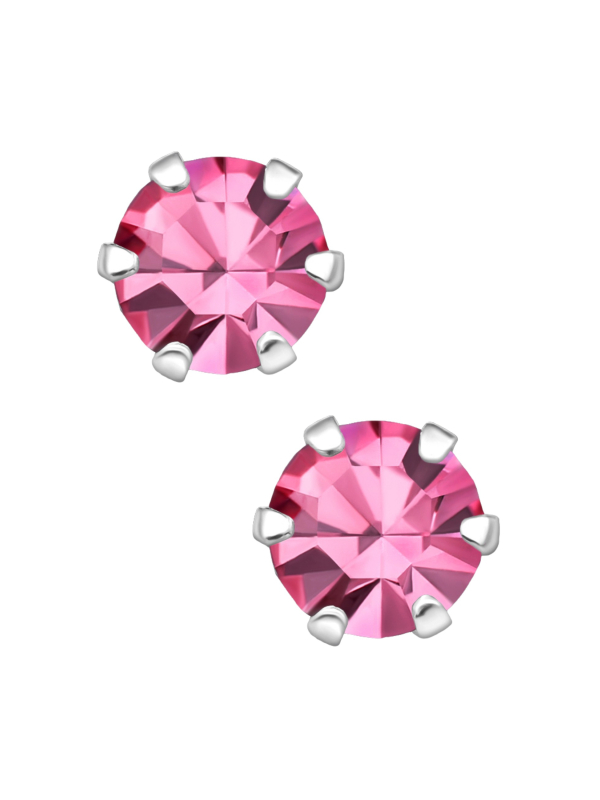 Puces d'Oreilles Rondes 5 mm en Argent avec Cristaux