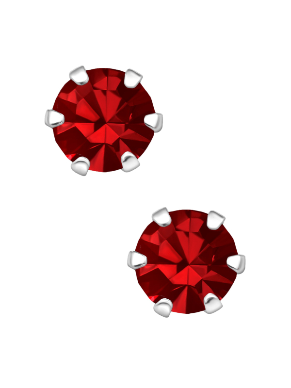 Puces d'Oreilles Rondes 5 mm en Argent avec Cristaux