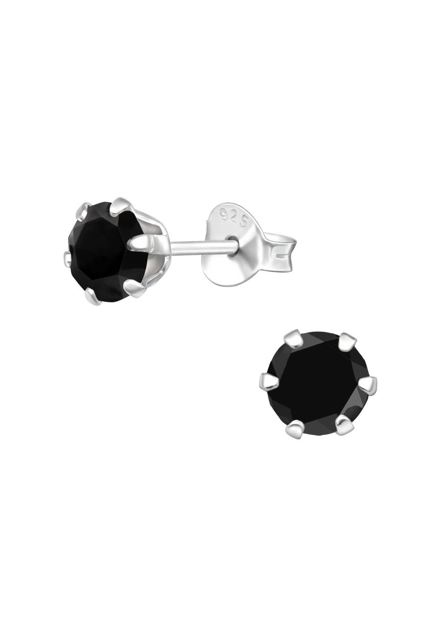 Puces d'Oreilles Rondes 5 mm en Argent avec Cristaux