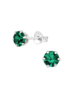 Puces d'Oreilles Rondes 5 mm en Argent avec Cristaux