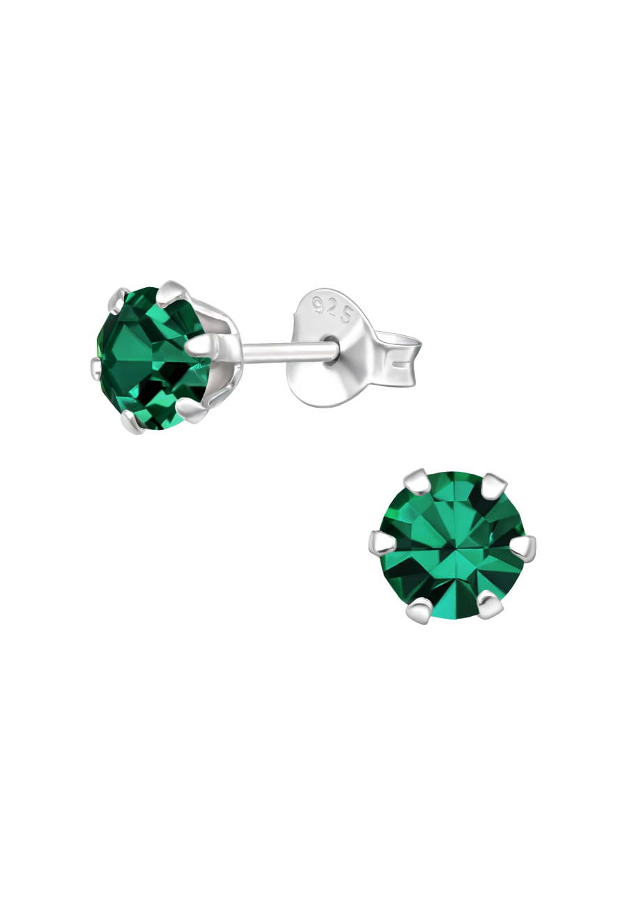 Puces d'Oreilles Rondes 5 mm en Argent avec Cristaux