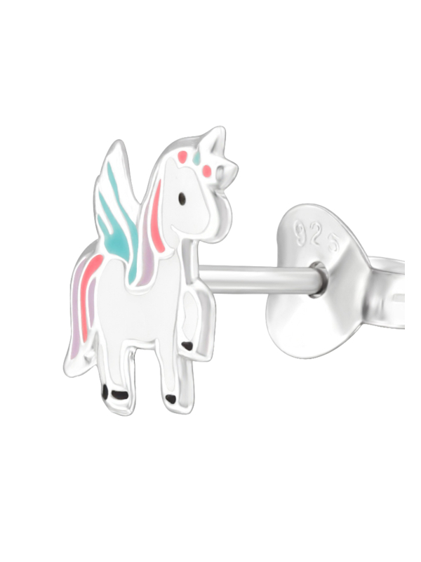 Unicorn Children's Sterling Silver Ear Studs with Epoxy