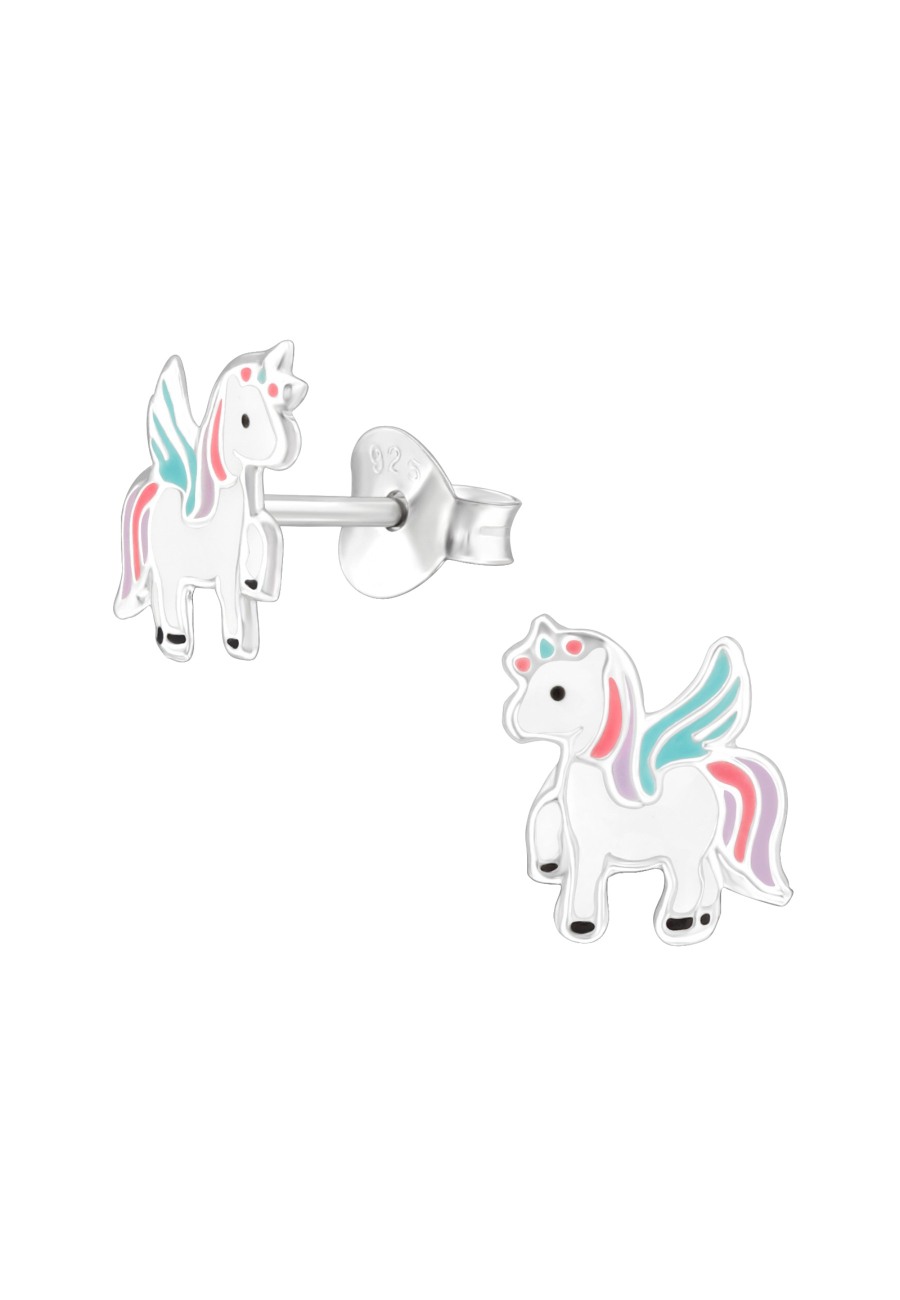 Unicorn Children's Sterling Silver Ear Studs with Epoxy
