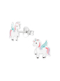 Unicorn Children's Sterling Silver Ear Studs with Epoxy