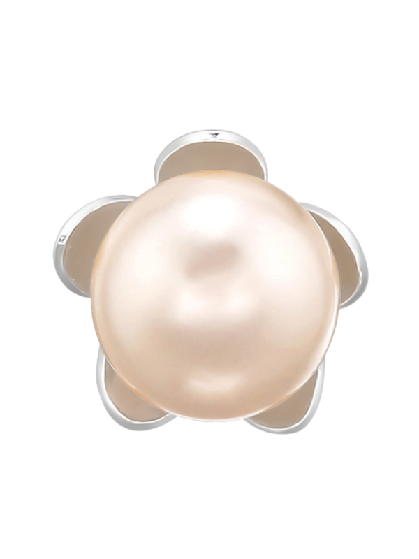 Silver Flower Ear Studs with Genuine European Crystal Pearls