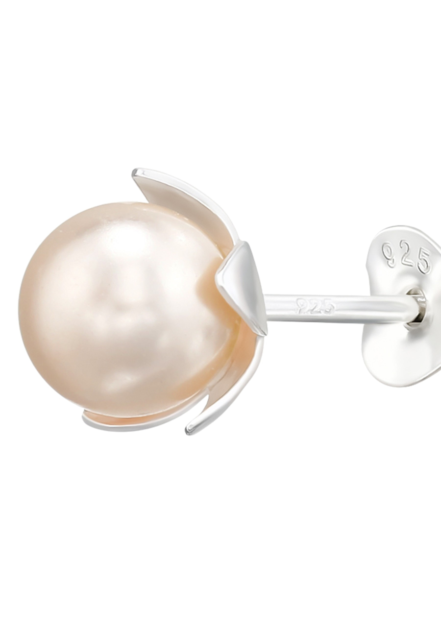 Puces d'Oreilles Fleur en Argent avec Perles de Cristal Européen Authentiques