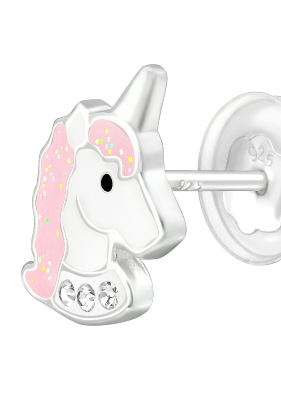 Unicorn Children's Sterling Silver Premium Kid Ear Studs with Crystal and Epoxy