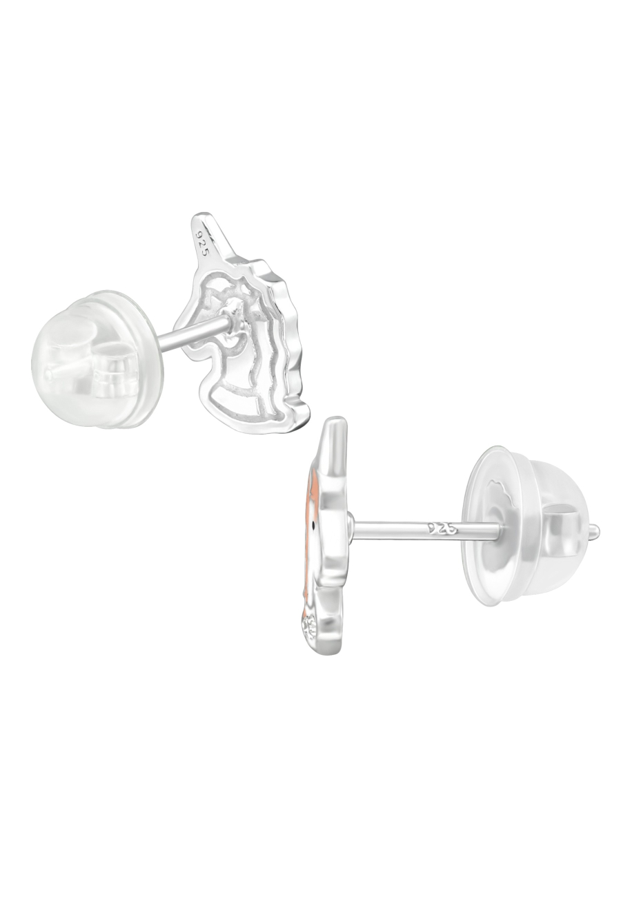 Unicorn Children's Sterling Silver Premium Kid Ear Studs with Crystal and Epoxy