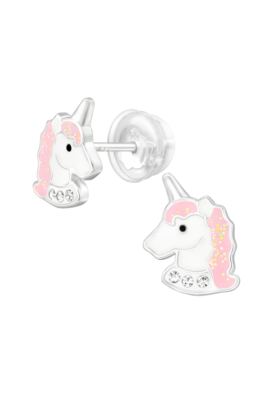 Unicorn Children's Sterling Silver Premium Kid Ear Studs with Crystal and Epoxy