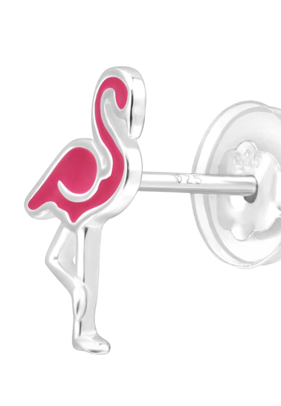Premium Kinder-Ohrstecker Flamingo aus Sterling Silber mit Epoxidharz
