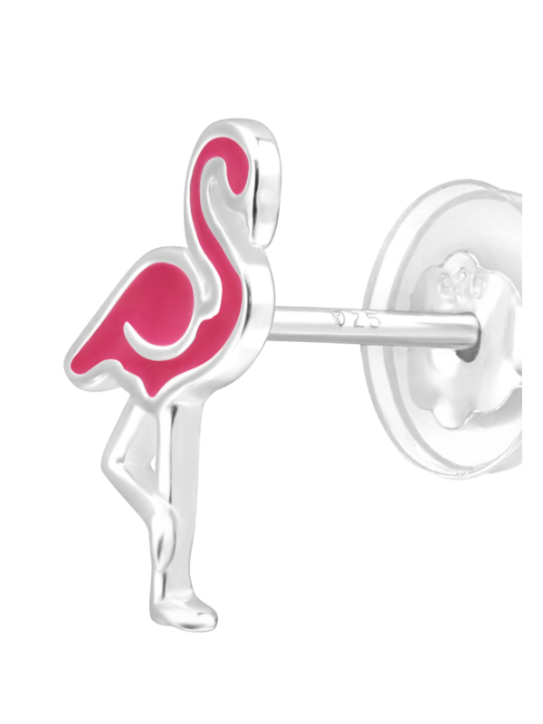 Flamingo Children's Sterling Silver Premium Kid Ear Studs with Epoxy
