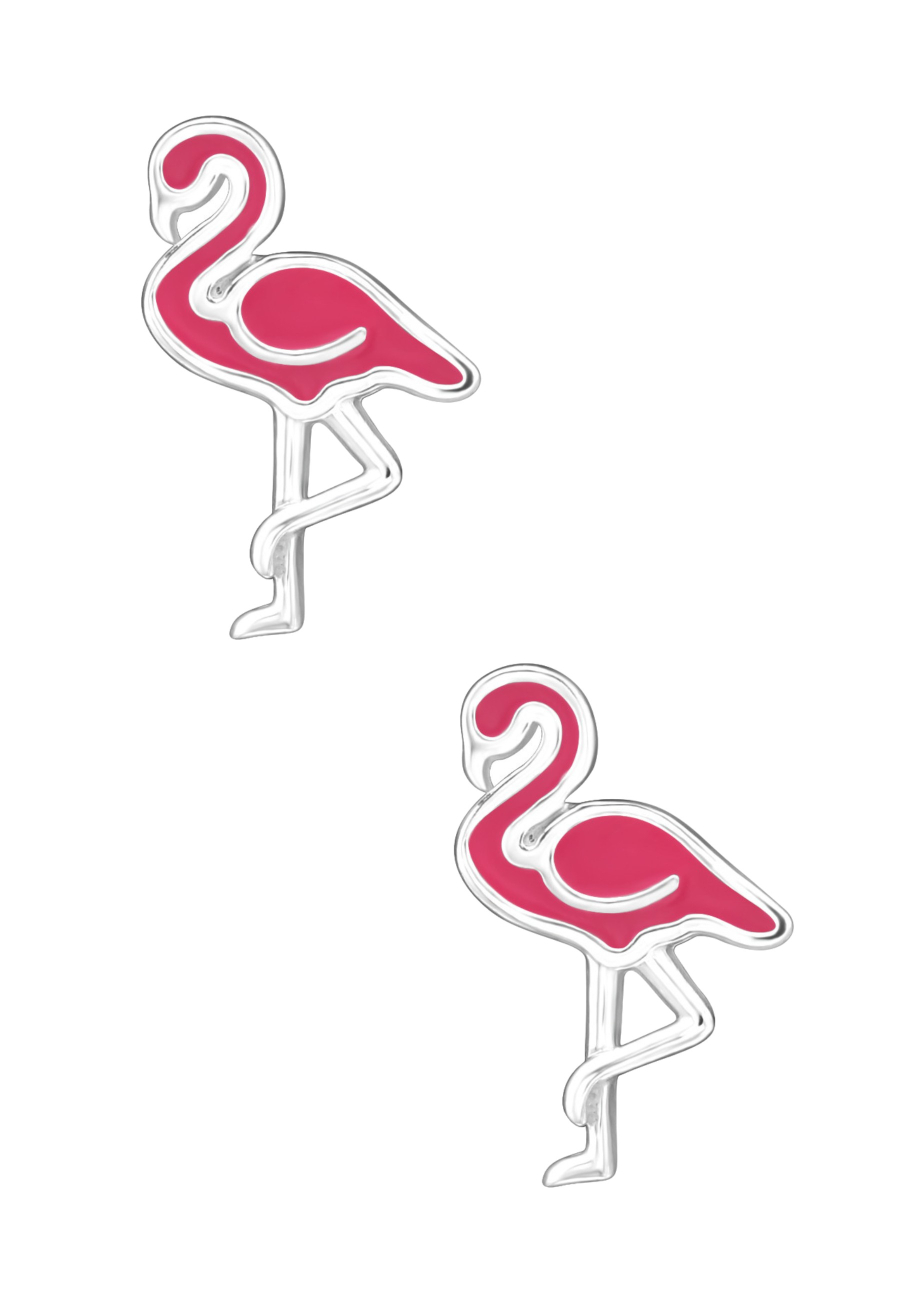 Flamingo Children's Sterling Silver Premium Kid Ear Studs with Epoxy