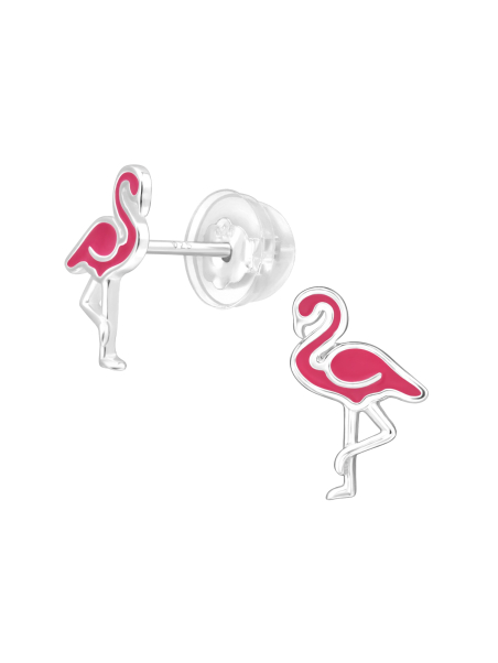 Flamingo Children's Sterling Silver Premium Kid Ear Studs with Epoxy