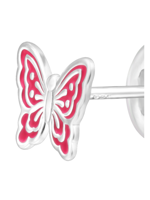 Butterfly Children's Sterling Silver Premium Kid Ear Studs with Epoxy