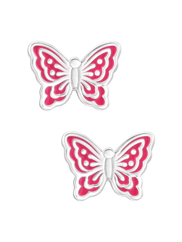 Butterfly Children's Sterling Silver Premium Kid Ear Studs with Epoxy