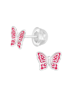 Butterfly Children's Sterling Silver Premium Kid Ear Studs with Epoxy