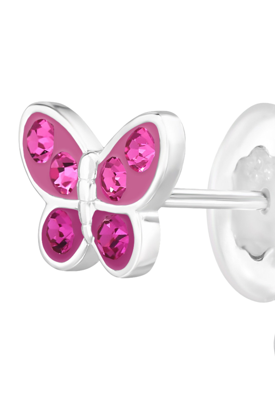 Premium Kinder-Ohrstecker Schmetterling aus Sterling Silber mit Kristall