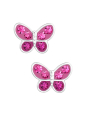 Pendientes de Botón Premium Mariposa para Niñas de Plata Esterlina con Cristal