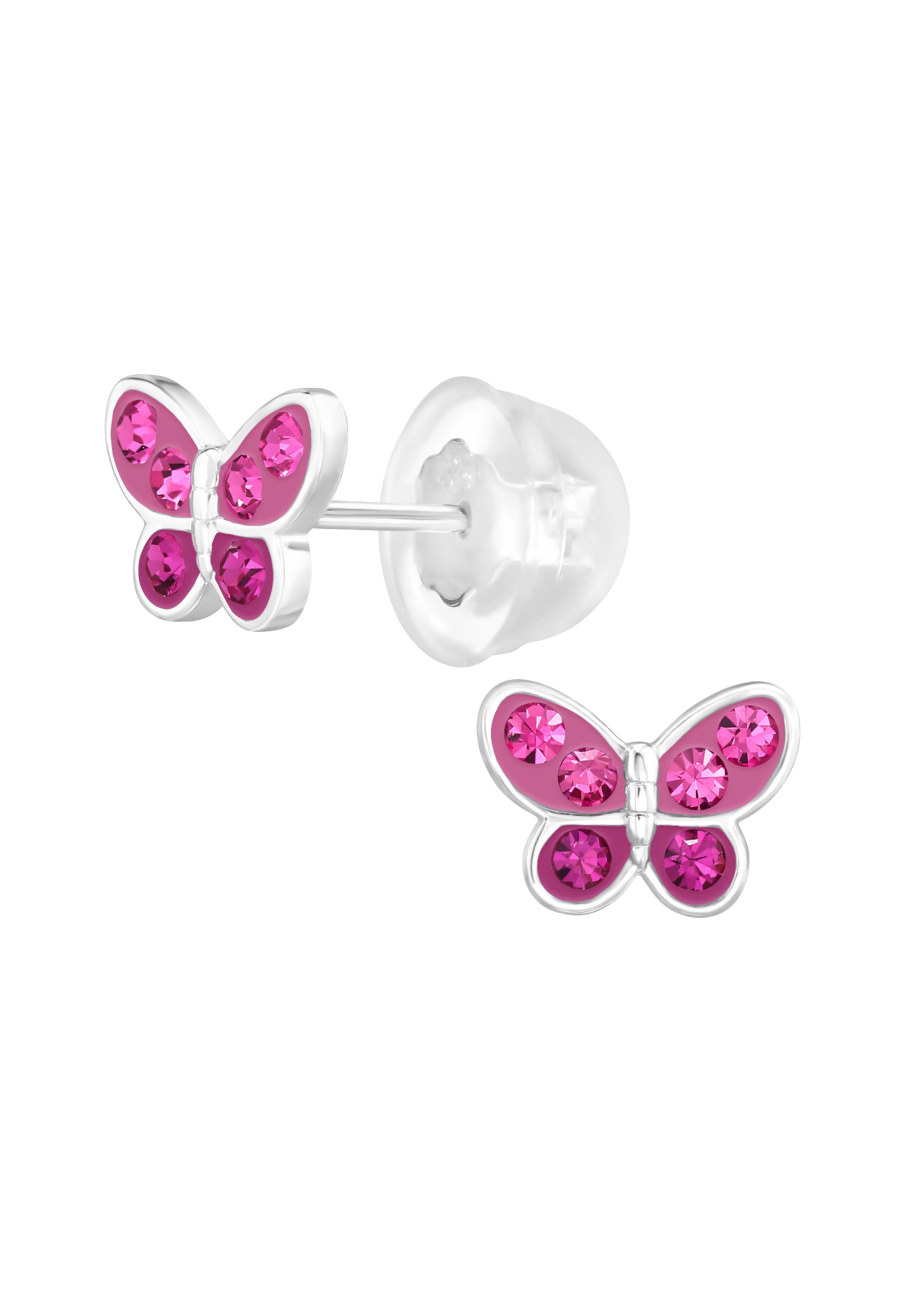 Premium Kinder-Ohrstecker Schmetterling aus Sterling Silber mit Kristall