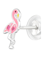 Premium Kinder-Ohrstecker Flamingo aus Sterling Silber mit Kristall und Epoxidharz
