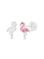 Flamingo Children's Sterling Silver Premium Kid Ear Studs with Crystal and Epoxy