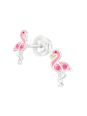 Premium Kinder-Ohrstecker Flamingo aus Sterling Silber mit Kristall und Epoxidharz