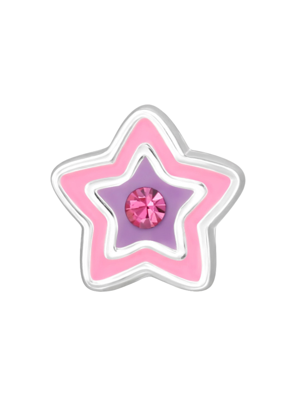 Star Children's Sterling Silver Premium Kid Ear Studs with Crystal and Epoxy