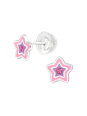 Puces d'Oreilles Étoile Premium pour Enfants en Argent Sterling avec Cristal et Émail (or Résine Époxy)