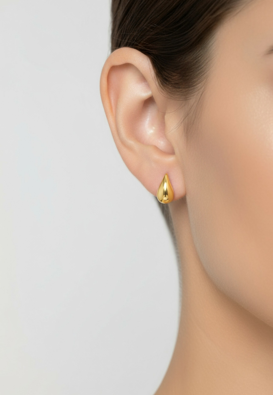 Teardrop Sterling Silver Gold-Plated Ear Studs