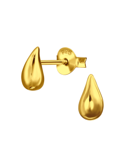 Puces d'Oreilles Goutte d'Eau en Argent Sterling Plaqué Or  Export to Sheets