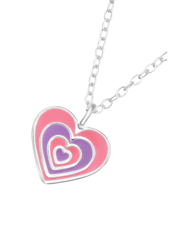 Collier Cœurs pour Enfants en Argent Sterling avec Émail (or Résine Époxy)