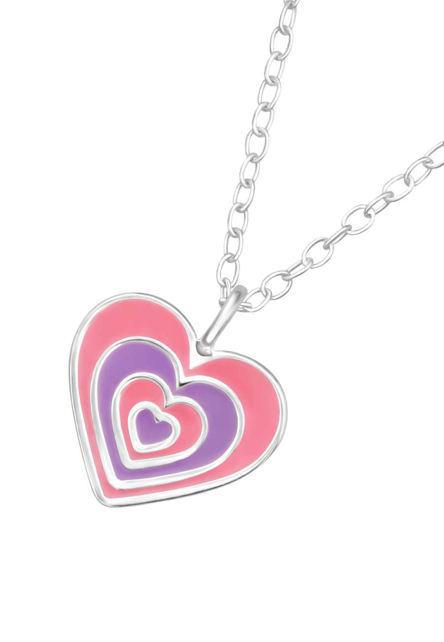 Hearts Children's Sterling Silver Necklace with Epoxy