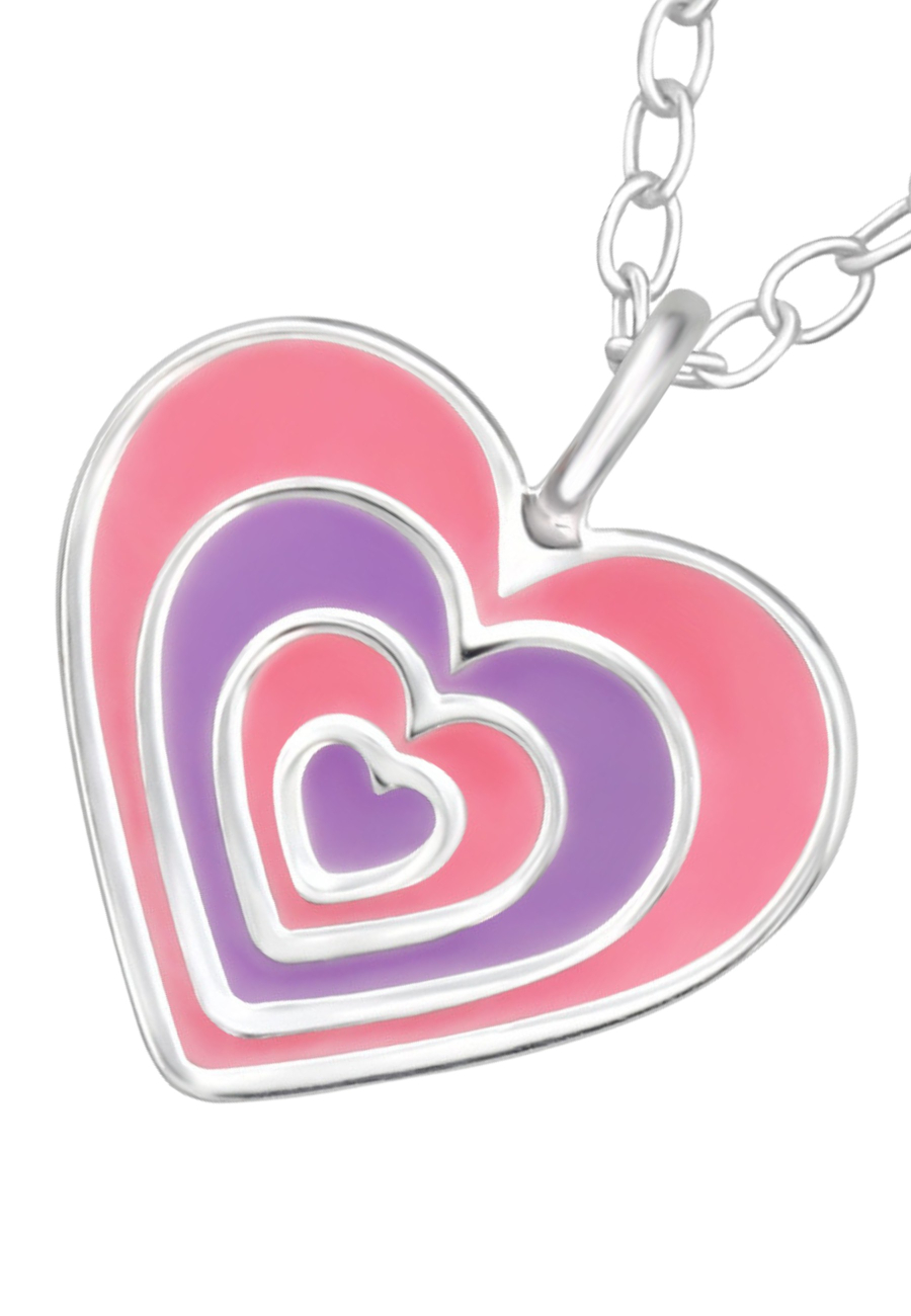 Hearts Children's Sterling Silver Necklace with Epoxy