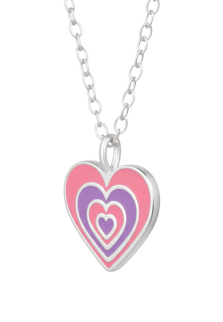 Collier Cœurs pour Enfants en Argent Sterling avec Émail (or Résine Époxy)